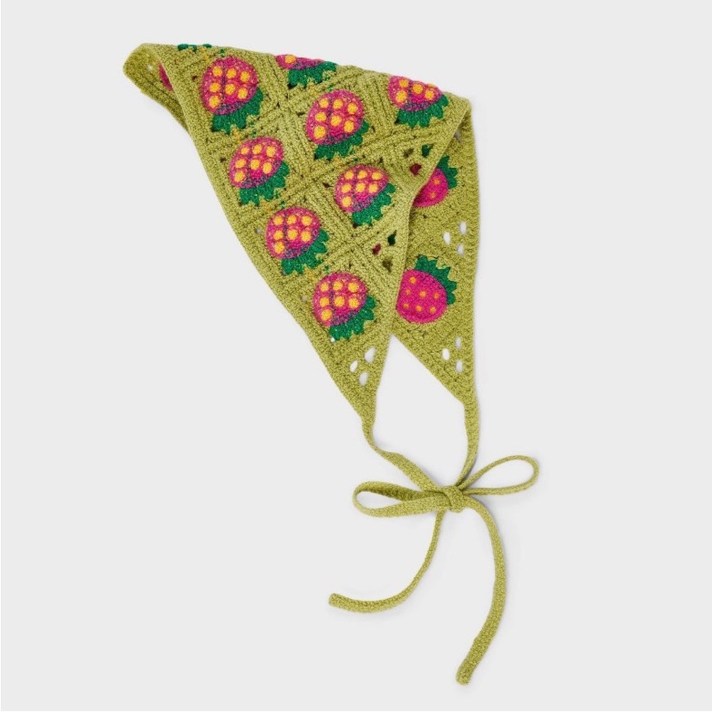 Wild Fable Green Crochet Floral Bandana